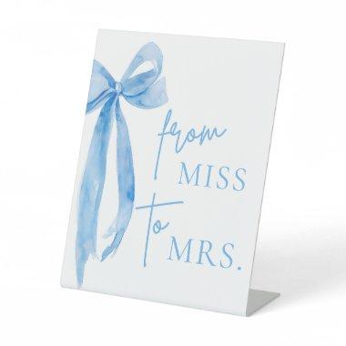 Watercolor Dusty Blue Bow From Miss to Mrs. Sign