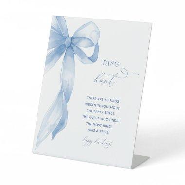 Watercolor Dusty Blue Bow Ring Hunt  Pedestal Sign