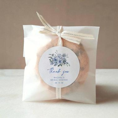 Watercolor Dusty Blue Floral  Classic Round Sticker