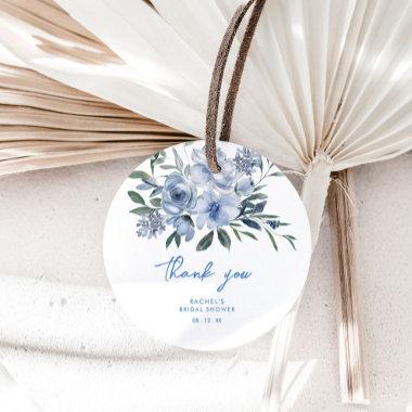 Watercolor Dusty Blue Floral  Favor Tags