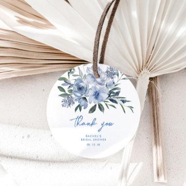 Watercolor Dusty Blue Floral Bridal Shower Favor Tags