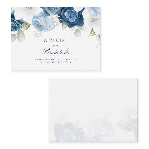 Watercolor Dusty Blue Floral  Recipe Enclosure
