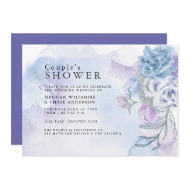 Watercolor Dusty Blue Floral Shower Invitations