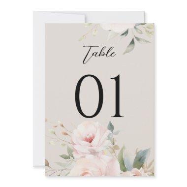 Watercolor Dusty Rose Pink Wedding Table Numbers
