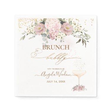Watercolor Dusty Roses Brunch Bubbly Napkins
