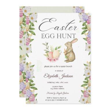 Watercolor Eegs Bunny Flowers Brunch & Bubbly