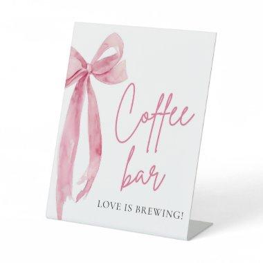 Watercolor Elegant Blush Pink Bow Coffee Bar Sign