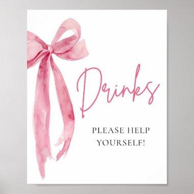 Watercolor Elegant Blush Pink Bow Drinks Sign