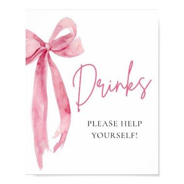 Watercolor Elegant Blush Pink Bow Drinks Sign