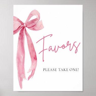 Watercolor Elegant Blush Pink Bow Favors Sign