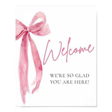 Watercolor Elegant Blush Pink Bow Welcome Sign
