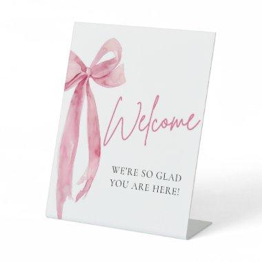 Watercolor Elegant Blush Pink Bow Welcome Sign