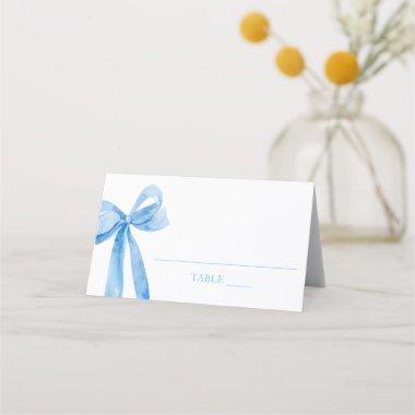 Watercolor Elegant Coquette Blue Bow Place