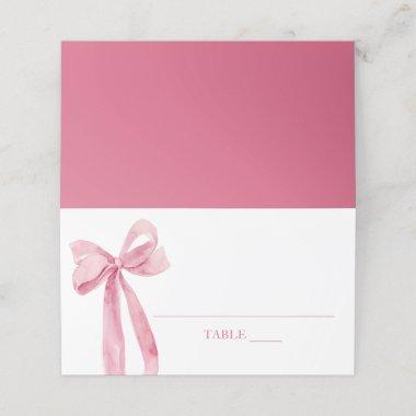 Watercolor Elegant Cute Blush Pink Bow Place