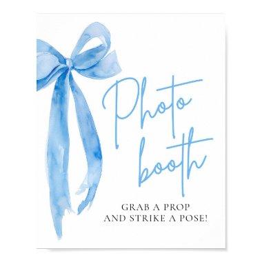 Watercolor Elegant Dusty Blue Bow Photo Booth Sign