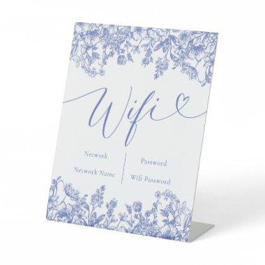 Watercolor Elegant Dusty Blue Floral Wifi Sign