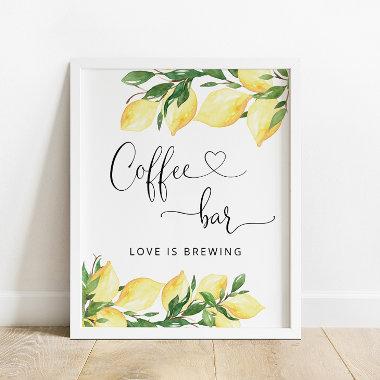 Watercolor Elegant Lemon Coffee Bar Sign