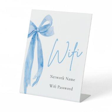 Watercolor Elegant Modern Dusty Blue Bow Wifi Sign