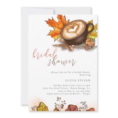 Watercolor Espresso Love Is Brewing Bridal Shower Invitations