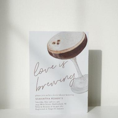 Watercolor Espresso Martini Bridal Shower Invitations