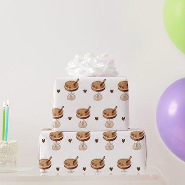 Watercolor Espresso Martini with a Bow Coffee Wrapping Paper