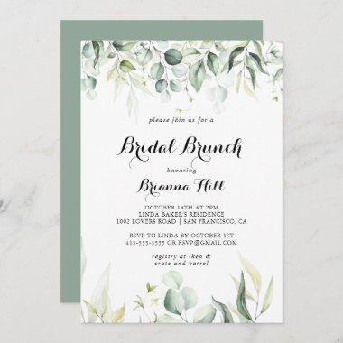 Watercolor Eucalyptus Bridal Brunch Bridal Shower Invitations