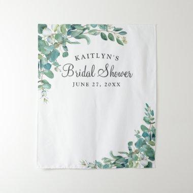 Watercolor Eucalyptus Bridal Shower Photo Booth Tapestry