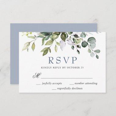 Watercolor Eucalyptus Elegant Greenery Wedding RSVP Card