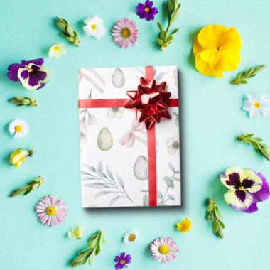 Watercolor Eucalyptus Floral Vintage Easter Wrapping Paper