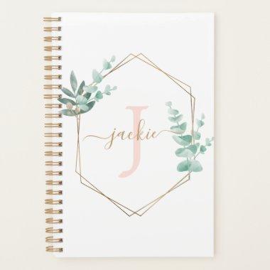 Watercolor Eucalyptus Frame Monogrammed Planner