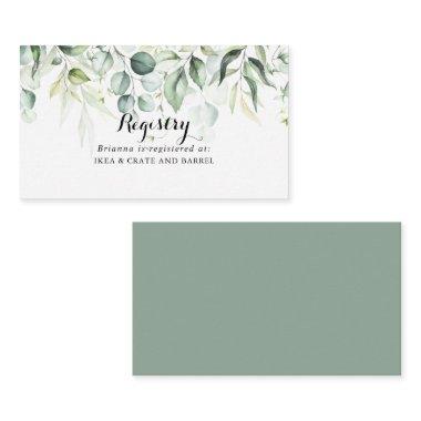 Watercolor Eucalyptus Green Wedding Gift Registry Enclosure