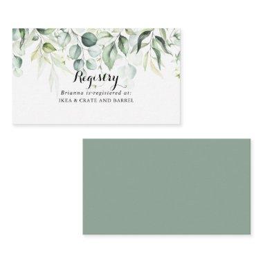 Watercolor Eucalyptus Green Wedding Gift Registry Enclosure Invitations