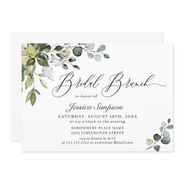 Watercolor Eucalyptus Greenery Bridal Brunch Invitations