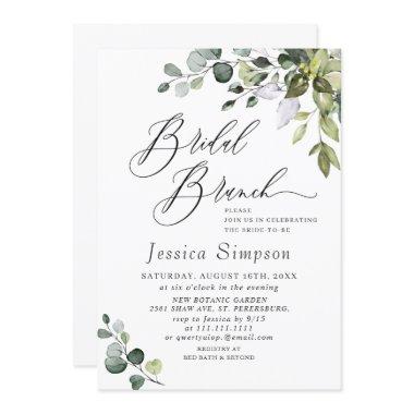 Watercolor Eucalyptus Greenery Bridal Brunch Invitations