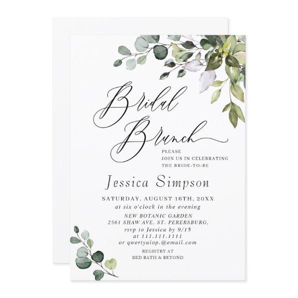 Watercolor Eucalyptus Greenery Bridal Brunch