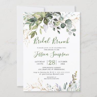 Watercolor Eucalyptus Greenery Bridal Brunch Invitations