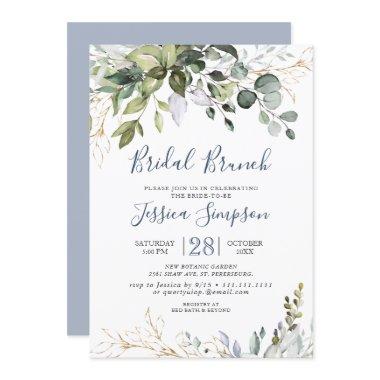 Watercolor Eucalyptus Greenery Bridal Brunch Invitations