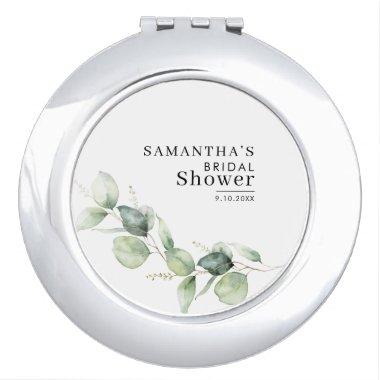 Watercolor Eucalyptus Greenery  Compact Mirror