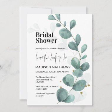 Watercolor Eucalyptus Greenery Bridal Shower Invi Invitations