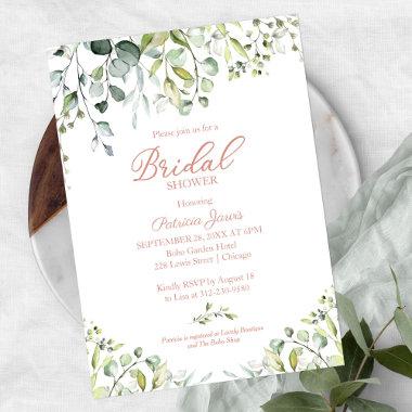 Watercolor Eucalyptus Greenery Bridal Shower Invi Invitations