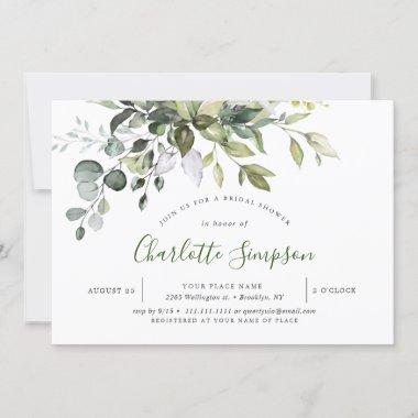 Watercolor Eucalyptus Greenery Bridal Shower Invitations