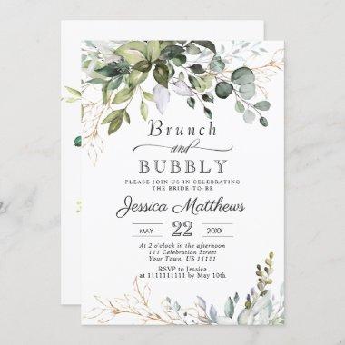 Watercolor Eucalyptus Greenery Brunch & Bubbly Invitations