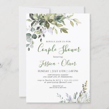 Watercolor Eucalyptus Greenery Couple Shower Invitations