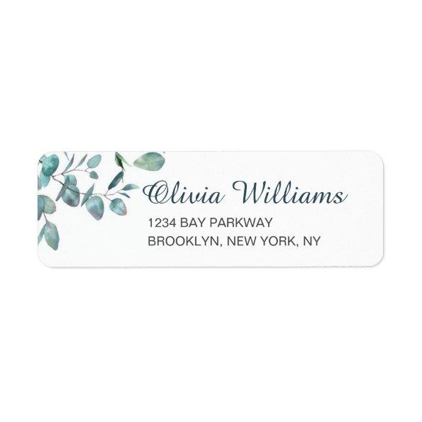 Watercolor Eucalyptus Greenery Elegant Chic Label