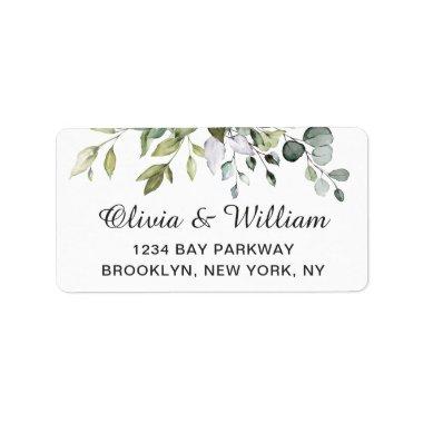 Watercolor Eucalyptus Greenery Elegant Chic Label