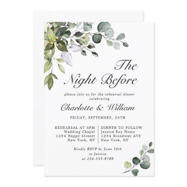 Watercolor Eucalyptus Greenery Rehearsal Dinner Invitations