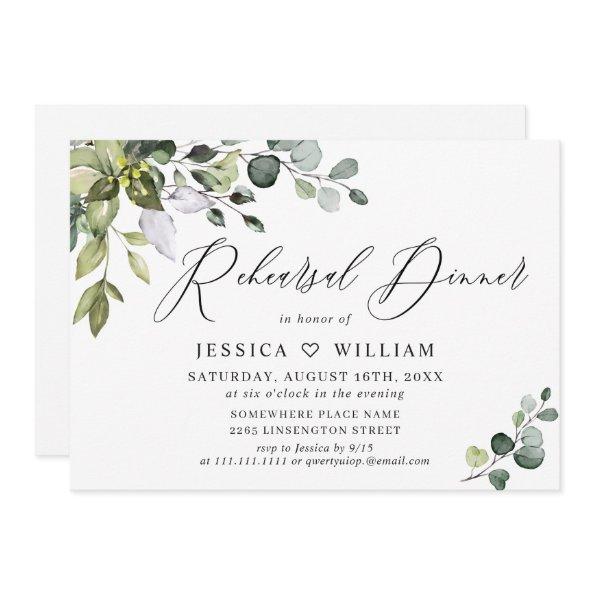 Watercolor Eucalyptus Greenery Rehearsal Dinner