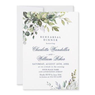 Watercolor Eucalyptus Greenery Rehearsal Dinner Invitations