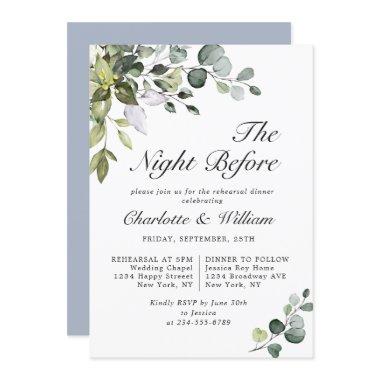 Watercolor Eucalyptus Greenery Rehearsal Dinner Invitations