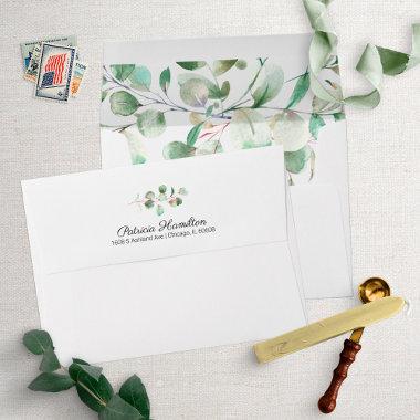 Watercolor Eucalyptus Greenery Simple Beautiful Envelope